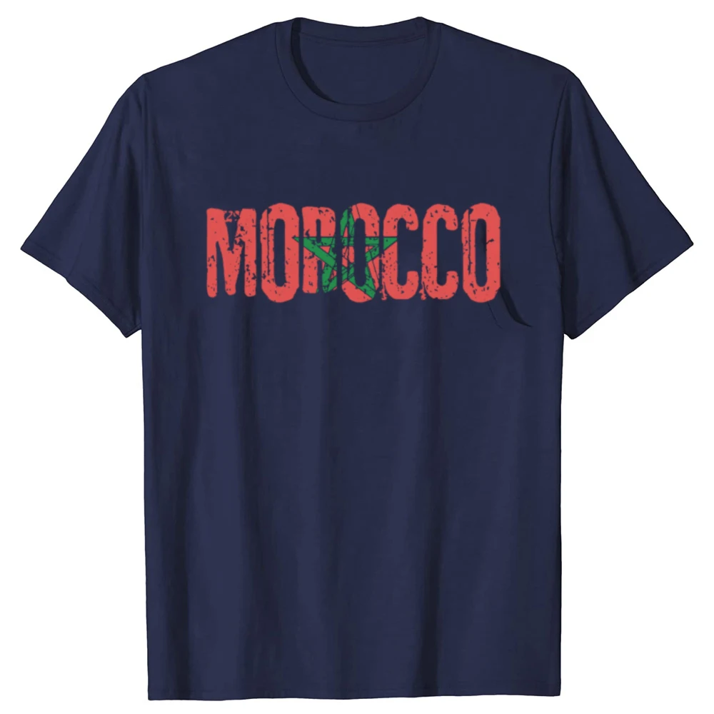 Funny Moroccan Flag Morocco Soccer T Shirts Cotton Streetwear Short Sleeve Birthday Gifts Mens Fashion Casual Loose T Shirt