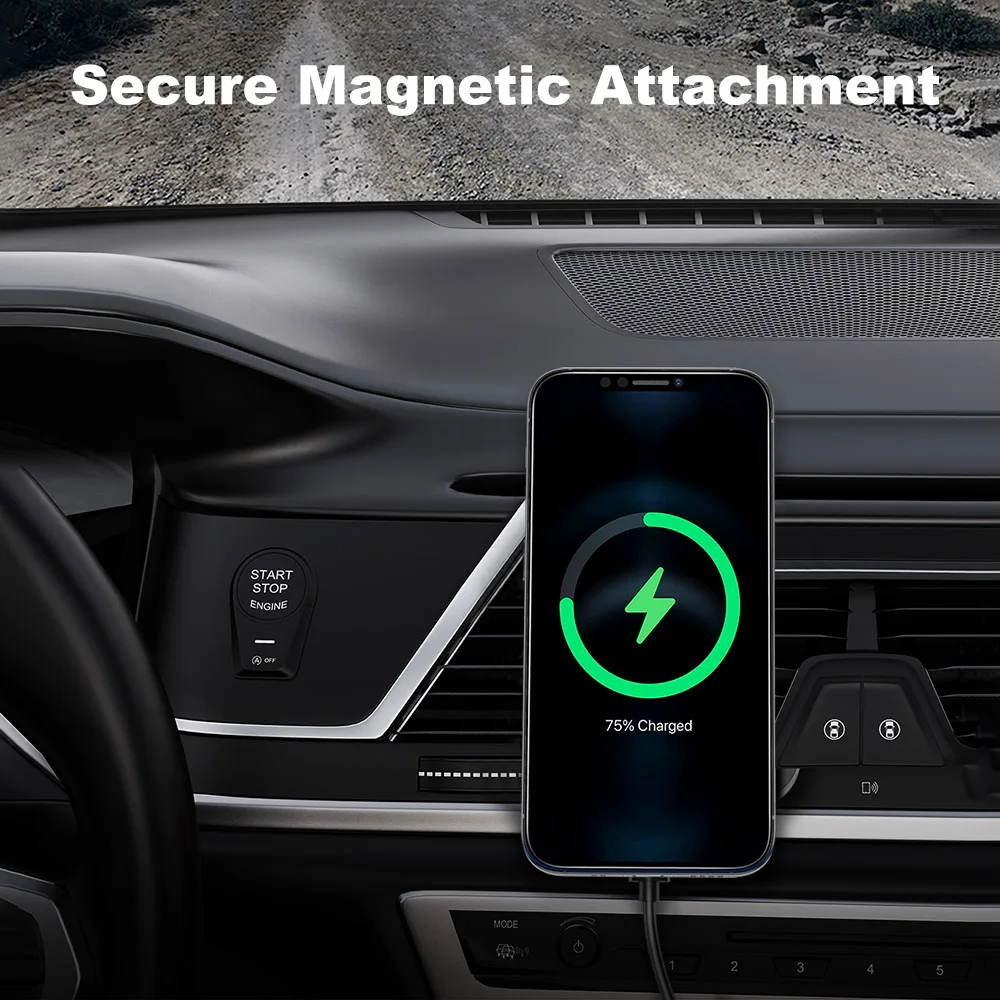 Magnetic Wireless Car Charger Mount Stand for iPhone 12 Series 15W Fast Wireless Charger Car Phone Holder