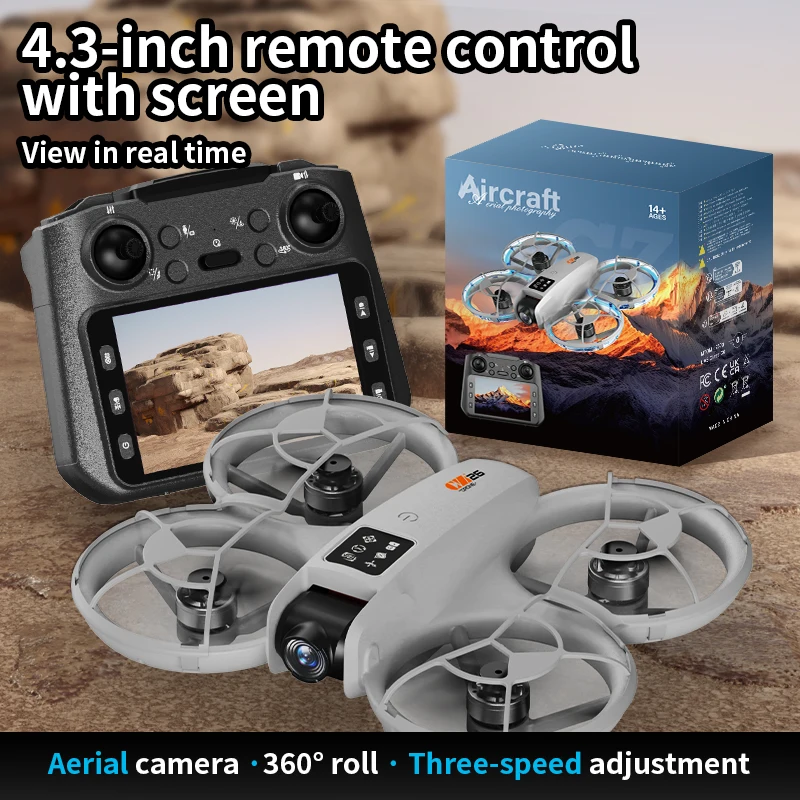 2026 New 4K HD 4.3-inch Remote Control Headless Mode Helicopter 360 ° Flip Four Axis Aircraft Toy Mini Drone Children's Toy Gift