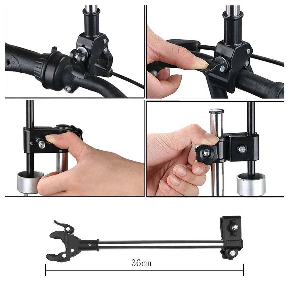 

Bike Umbrella Mount Holder with Adjustable Hands Riding in Rain Or Sun Simple Design for Stroller Wheelchair