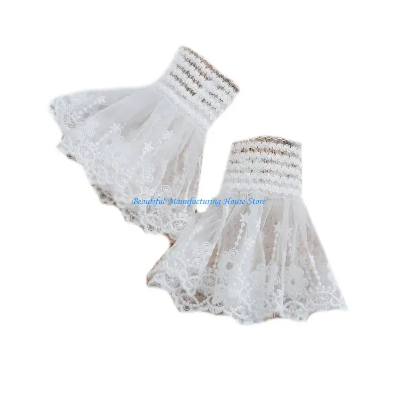 E56A afneembare gelaagde polsmanchetten voor dames tieners shirtjurk trui decoratief