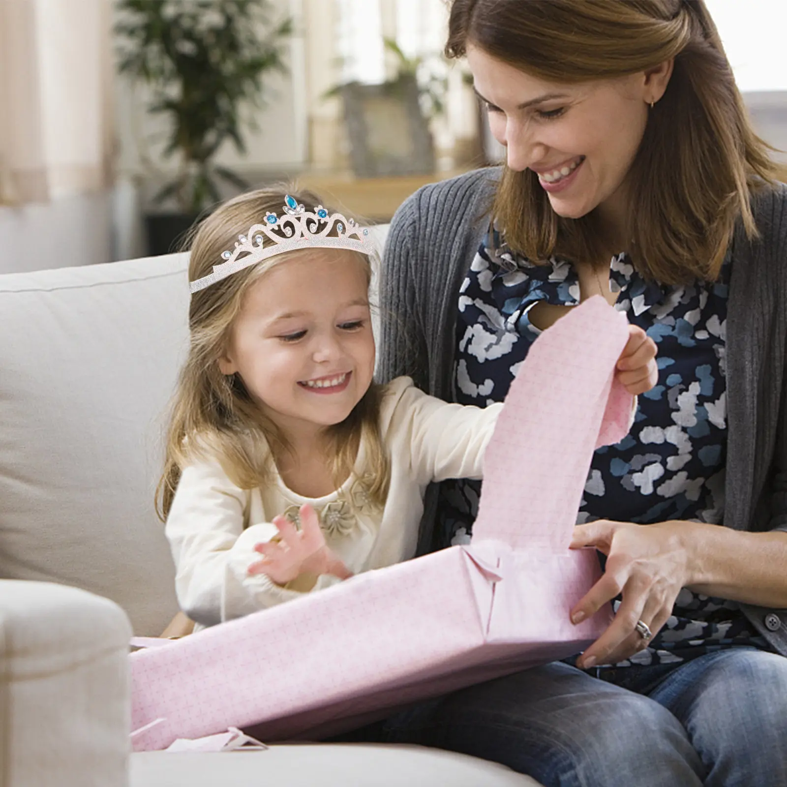 5Pcs Soft Elastic Baby Crown Headband Rhinestone Crystal Hairband for Newborn Photo Shoot Christmas Anniversary Performance