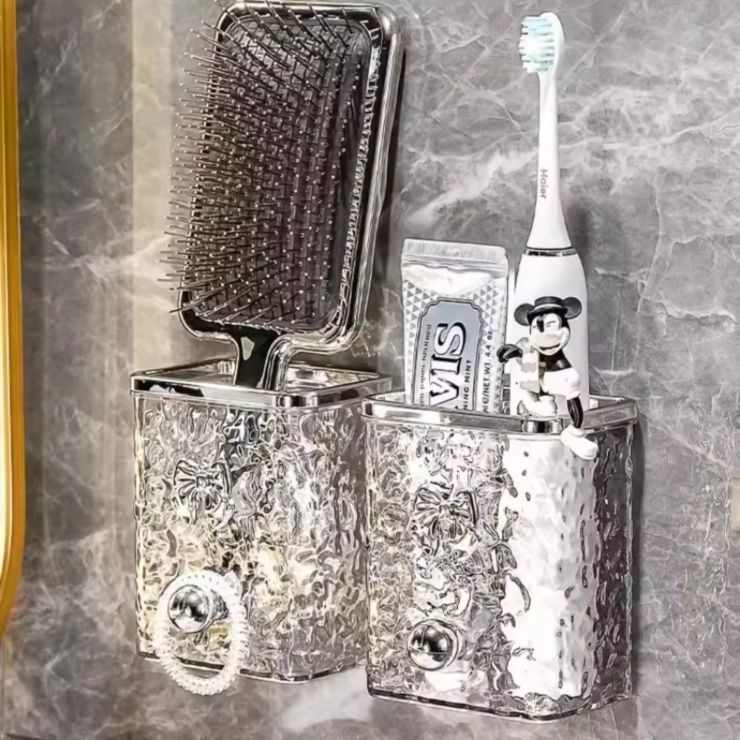 Трубка для хранения зубных щеток в ванной комнате, легкая роскошная полка для хранения, без перфорации, настенная полка для хранения бритв