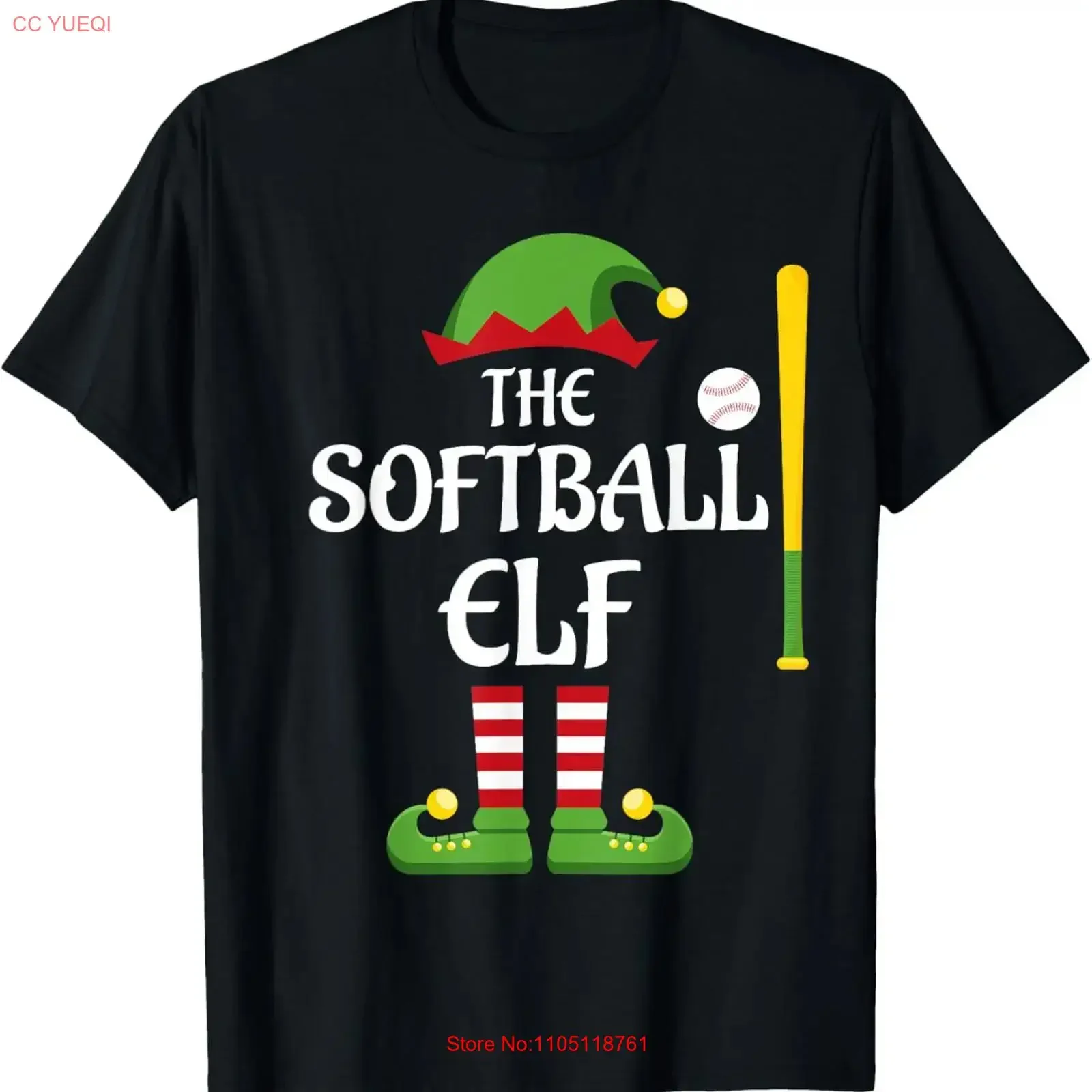 Softball Elf Family Matching Group Christmas T Shirt vintage Washed Slightly homme streetwear graphic Casual Stylish fashion