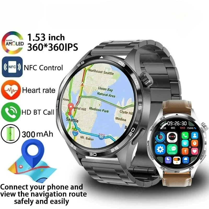 

2026 Новые GPS NFC Смарт-часы для мужчин 360*360 AMOLED-экран Сердечный ритм Bluetooth Вызов IP67 Водонепроницаемые мужские умные часы