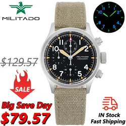 Militado ML1868KF Quartz 3 Dial Watch VK67 Chronograph Movement Luminous Watches Sapphire Glass 100m Water Resistance Wristwatch
