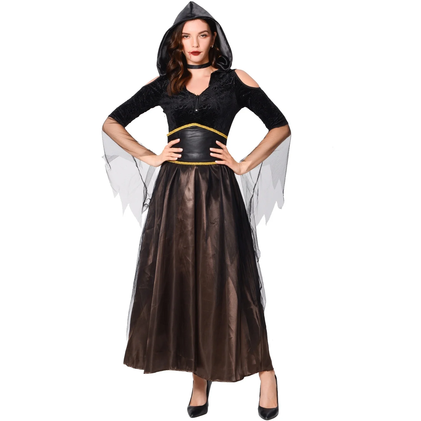 

Halloween Evil Witch Cosplay Costume Role Play Cape Death Women's Traditional Ethnic Stage Wear Summer 2019 31%-50% Component...