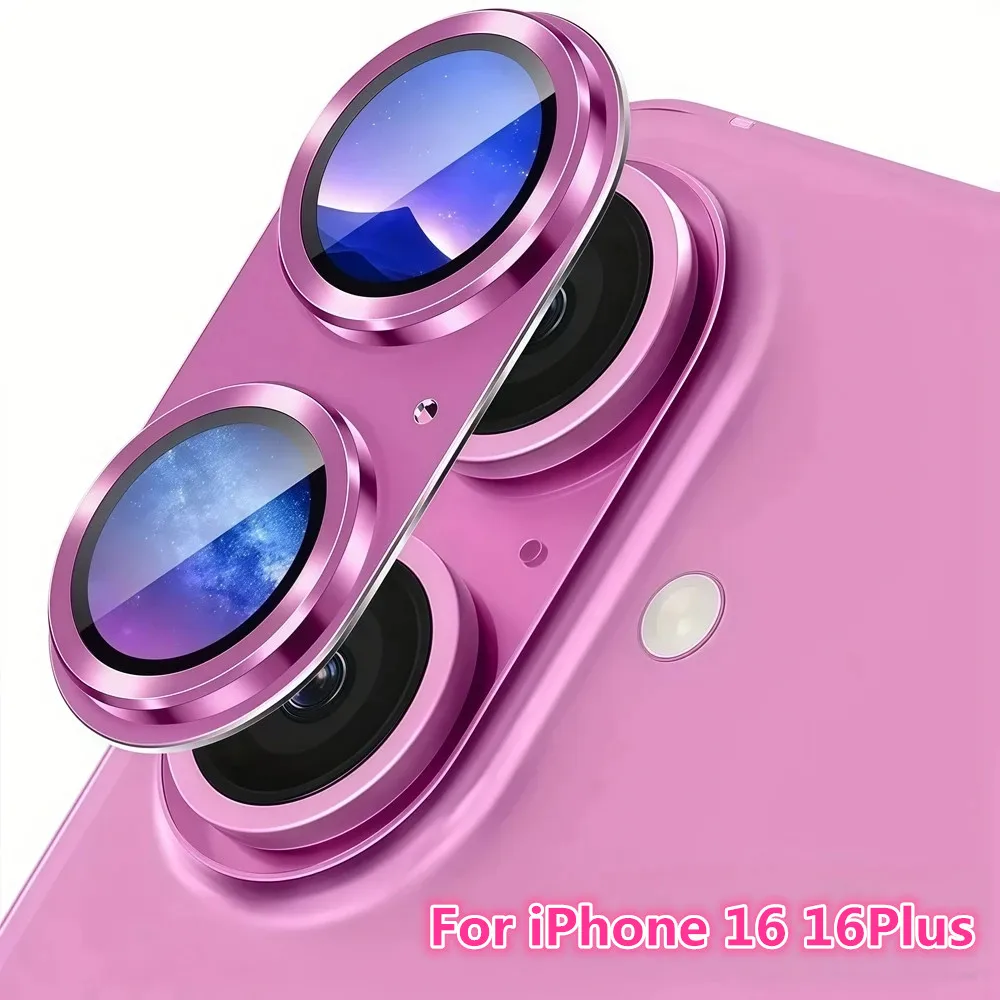 Metal Camera Glass For iPhone 16 Plus Metal Camera Alloy Ring Protector Back Cover For iPhone 16Plus 16+ Camera Lens Accessories