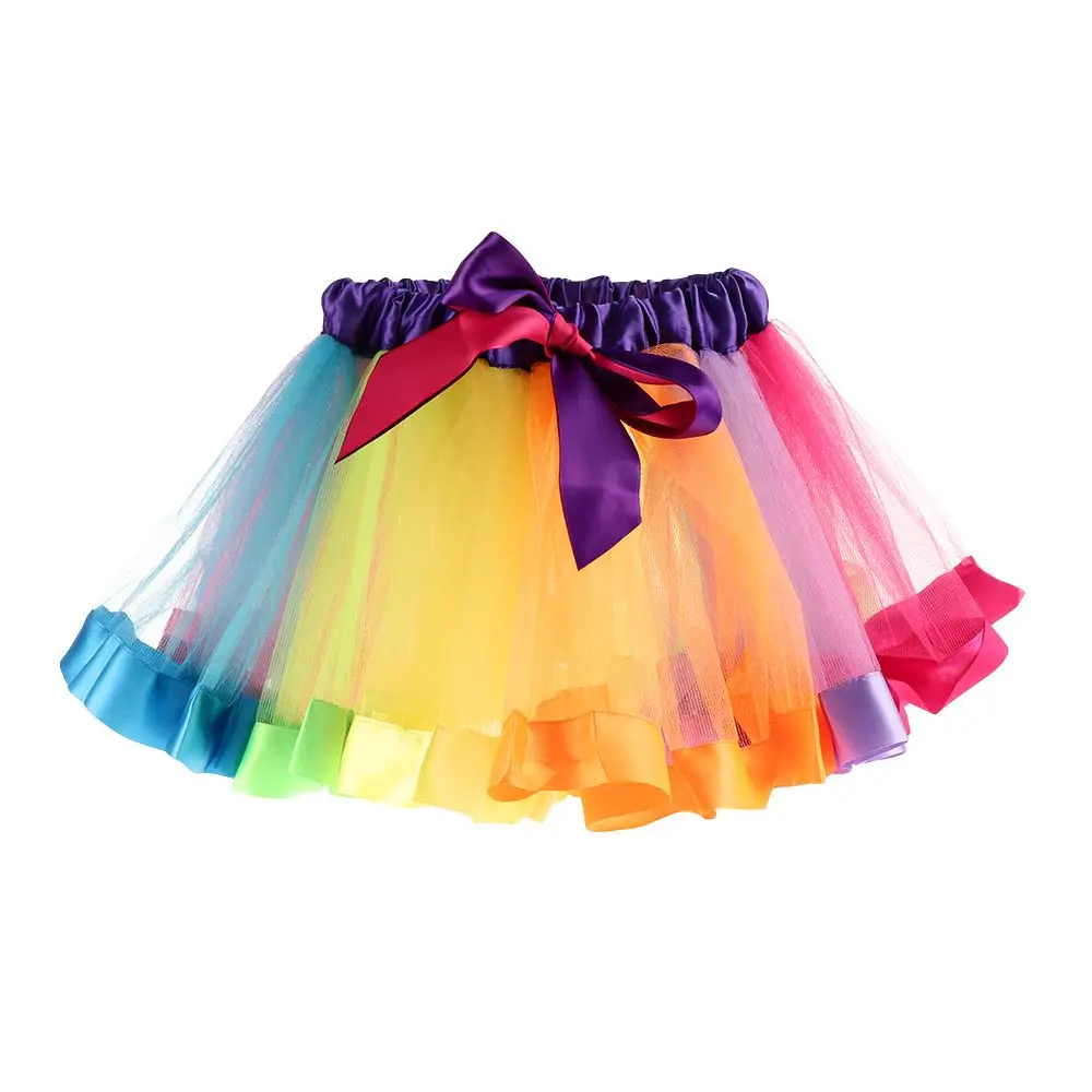 Party Dancewear Tulle Tutu Skirt Dresses Kids Baby Girl Toddler Rainbow Princess Dress Gift