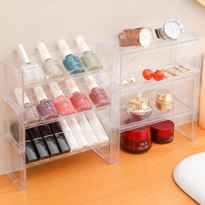 

Desktop Storage Makeup Organizer Transparent Acrylic Box Household Jewelry and Lipstick Shelf Home Organization and Storage