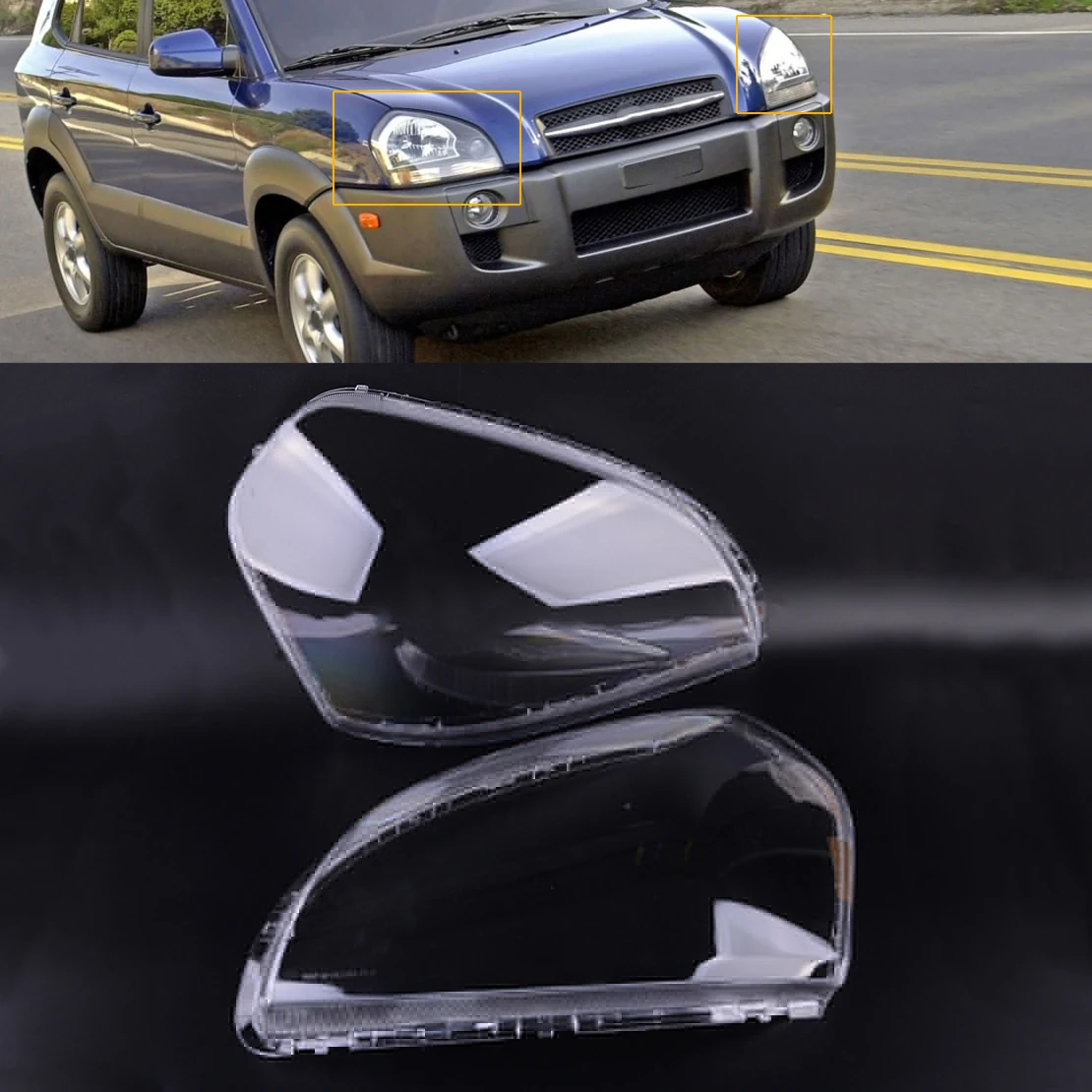 

1 Pair Left and Right Clear Headlight Headlamp Lens Lenses Cover Fit for Hyundai Tucson 2005 2006 2007 2008 2009