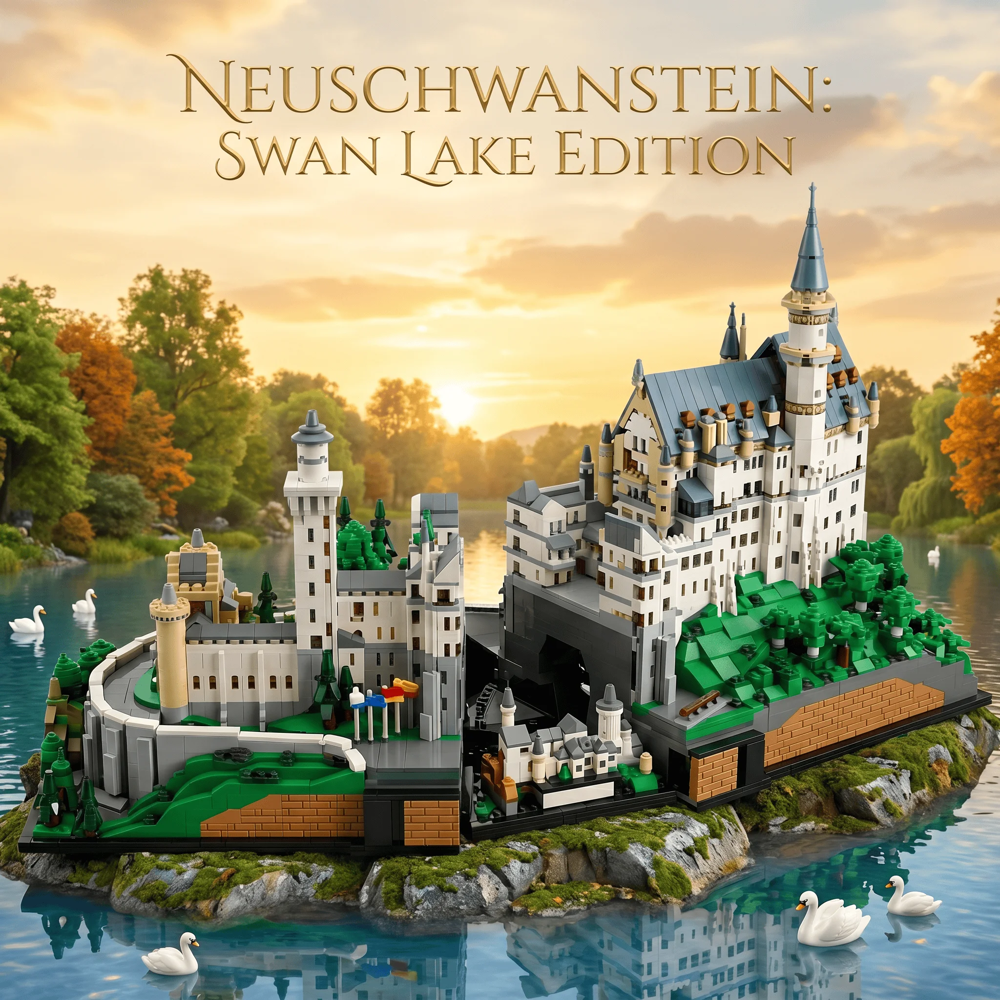 Neue Schwanensee-Bausteine Mittelalterliche Burg-Architektur Montagemodell Kreative Geschenke für Erwachsene 6872 Teile