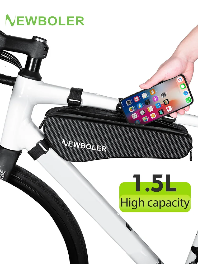 AliExpress NEWBOLER 1.5L Large Capacity Bicycle Triangle Bag EVA Hard Shell Bicycle Frame Front Tube Bag Waterproof Bicycle Bag Accessories