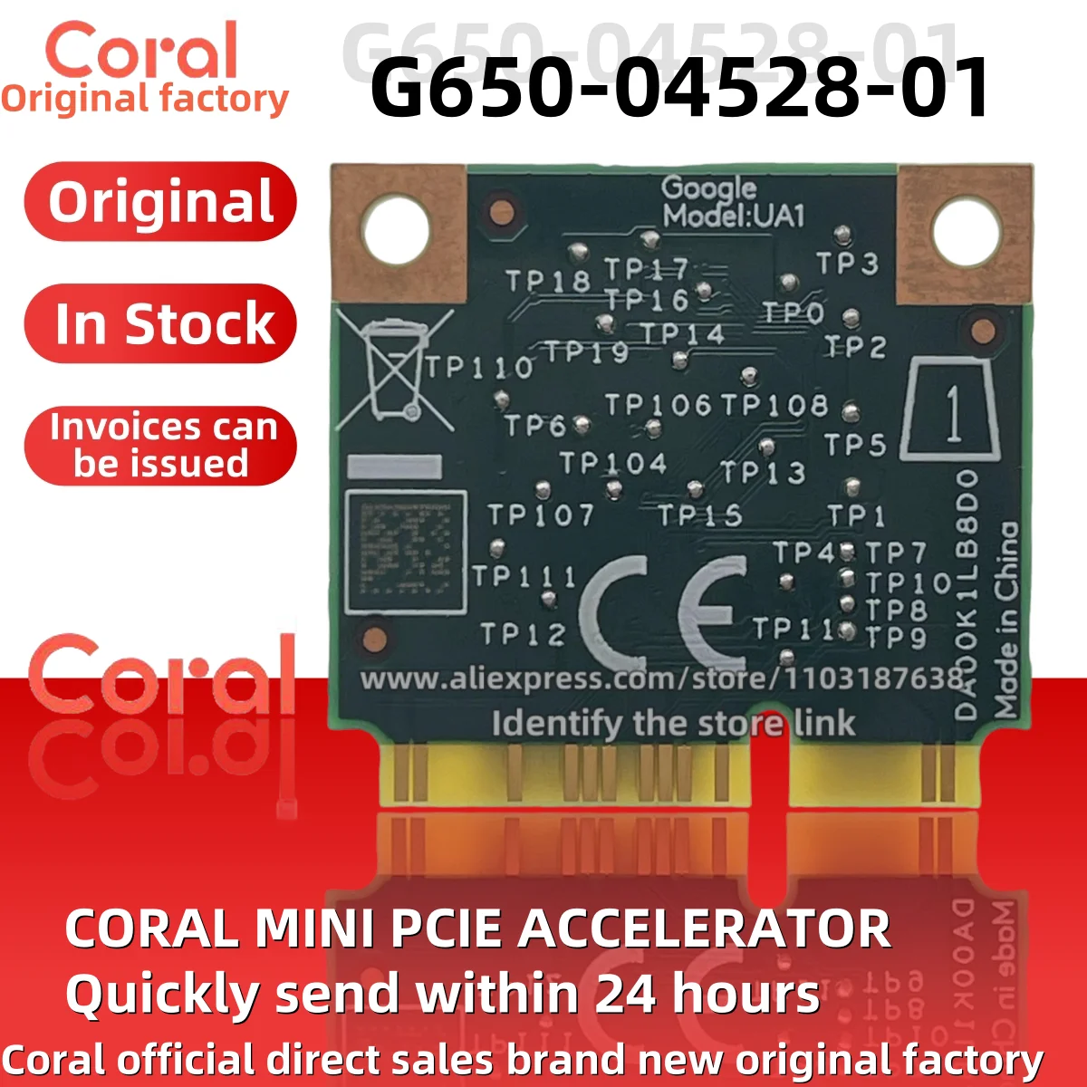 1PCS/LOT G650-04528-01 Coral Google Edge TPU ML Mini PCIe Development board Original stock