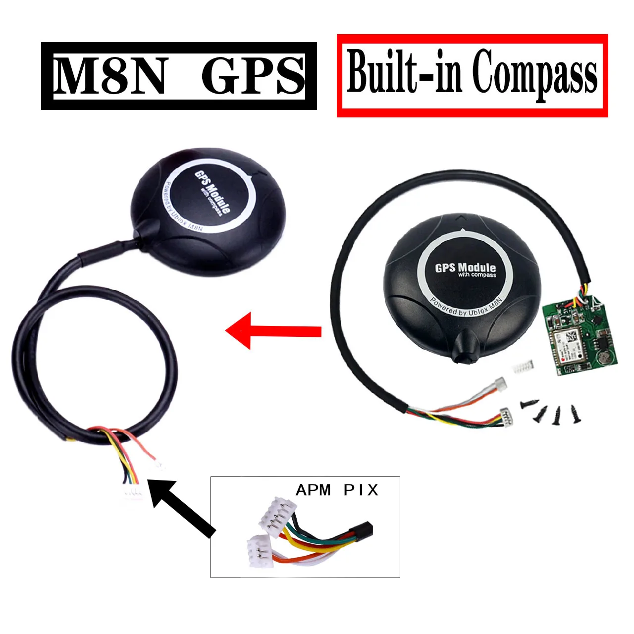 High Quality M8N NEO-M8N GPS Module Built-in Compass GPS for APM PIX Pixhawk PX4 Flight Controller