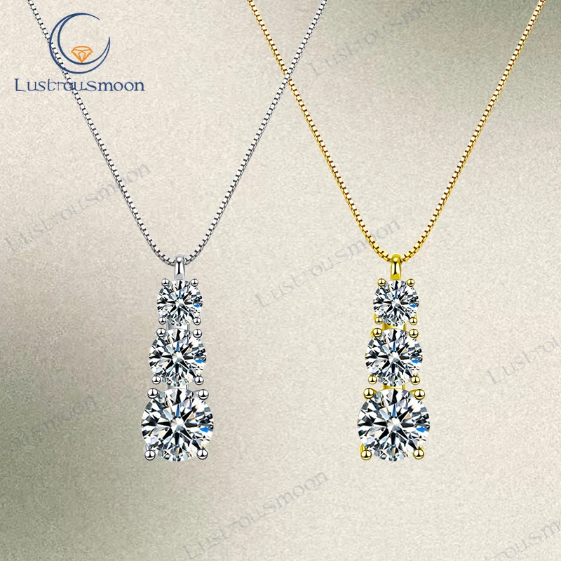 

Necklace Jewelry Round Cut D Color Moissanite Stone 1.8CT S925 Silver Plated Yellow White VVS1 With GRA Gift for Anniversary