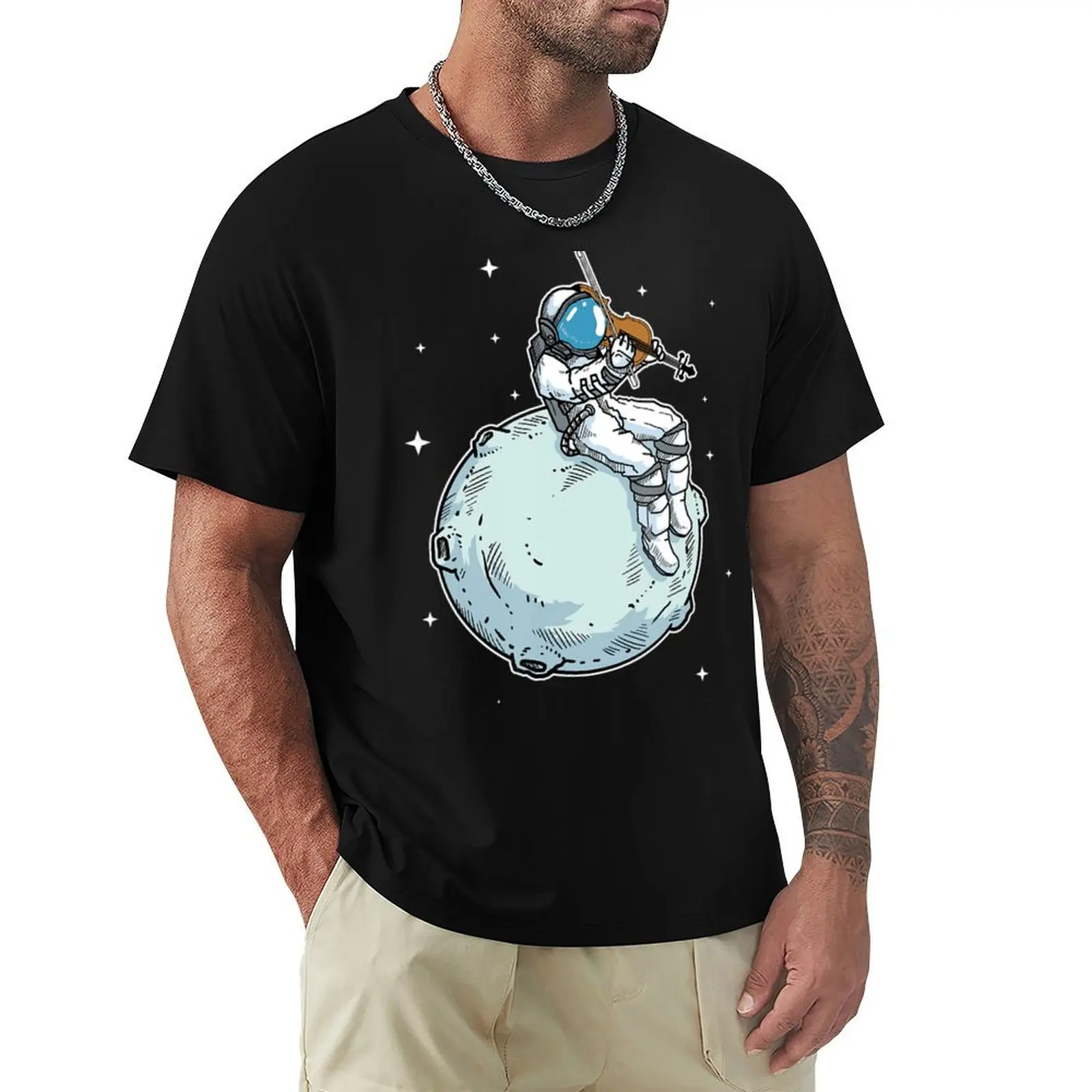 

Astronaut Playing Violin Music Violin Lover T-Shirt plus size tops Funny t-shirt plain black t shirts men