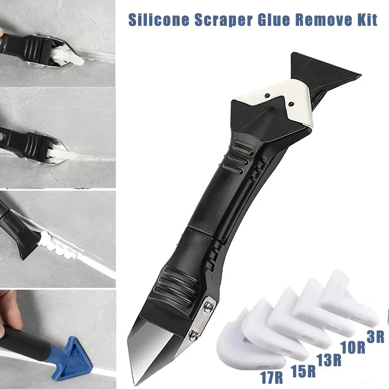 Raspador de silicona 5 en 1, sellador, juego de herramientas de removedor suave, Kit de lechada suave, eliminación de moldes de suelo, juego de herramientas manuales