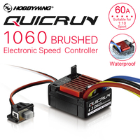 HobbyWing QuicRun 1060 60A Brushed ESC 2-3S Lipo 60A/360A 3A/6V 11.1V For 1:10 RC Car Waterproof For RC Car