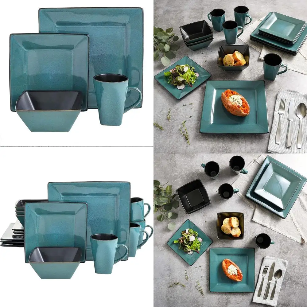 

Набор посуды из 16 предметов бирюзового цвета