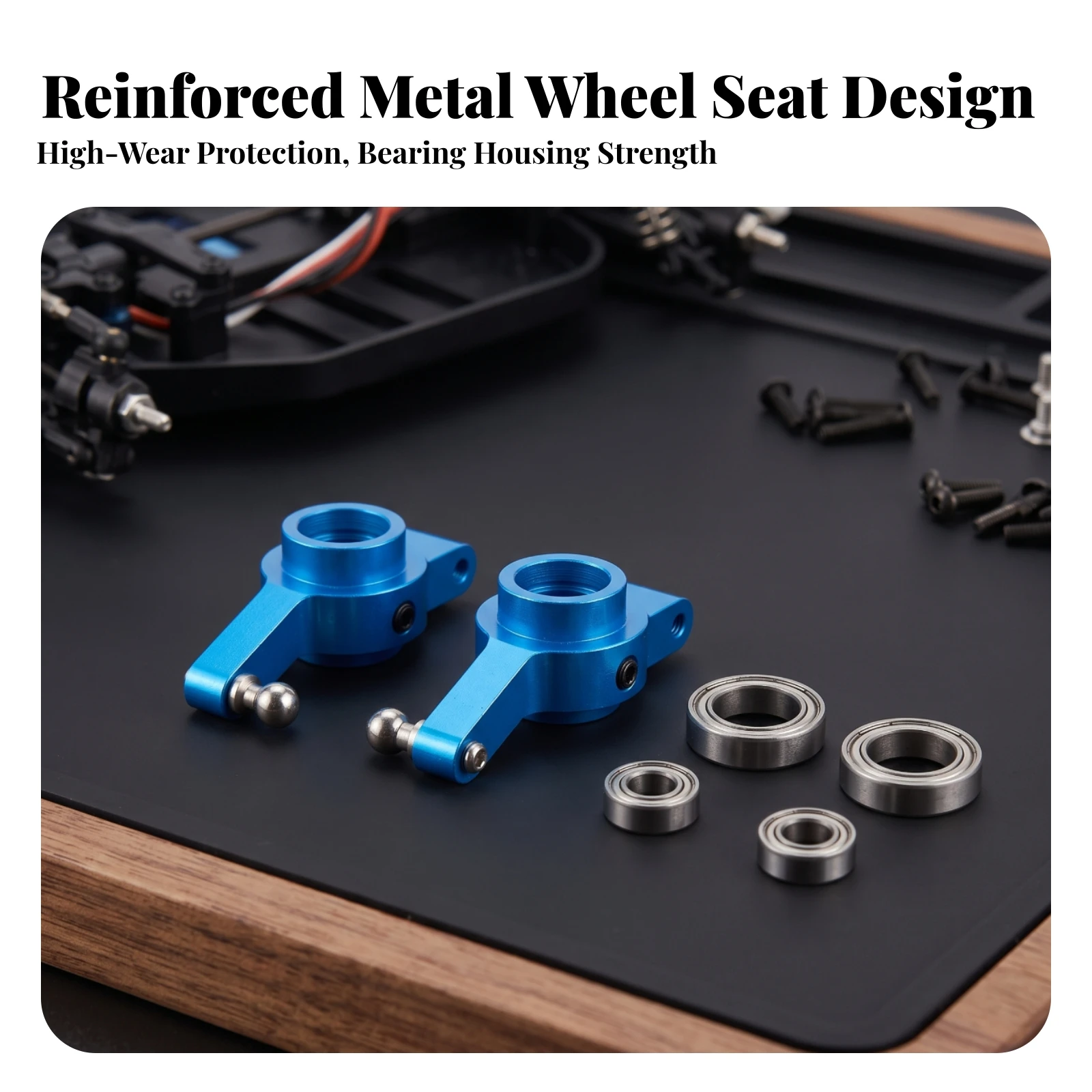 RC Rear Hub Carrier Kit Machined Metal Hub Carriers with Bearings Hubs Carrier Bearings Kit Anodized Accessory Long-Lasting