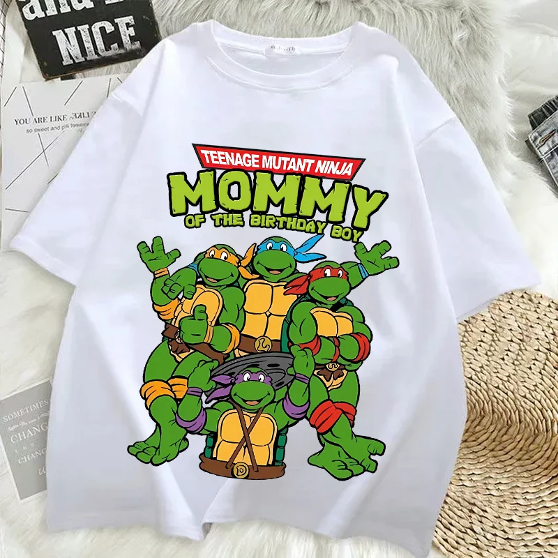 Teenage Mutant Ninja Turtles Women Men T Shirt Mom Dad Kids Clothes Birthday Party Family Short Sleeve Cartoon Parent-child Tops view 3