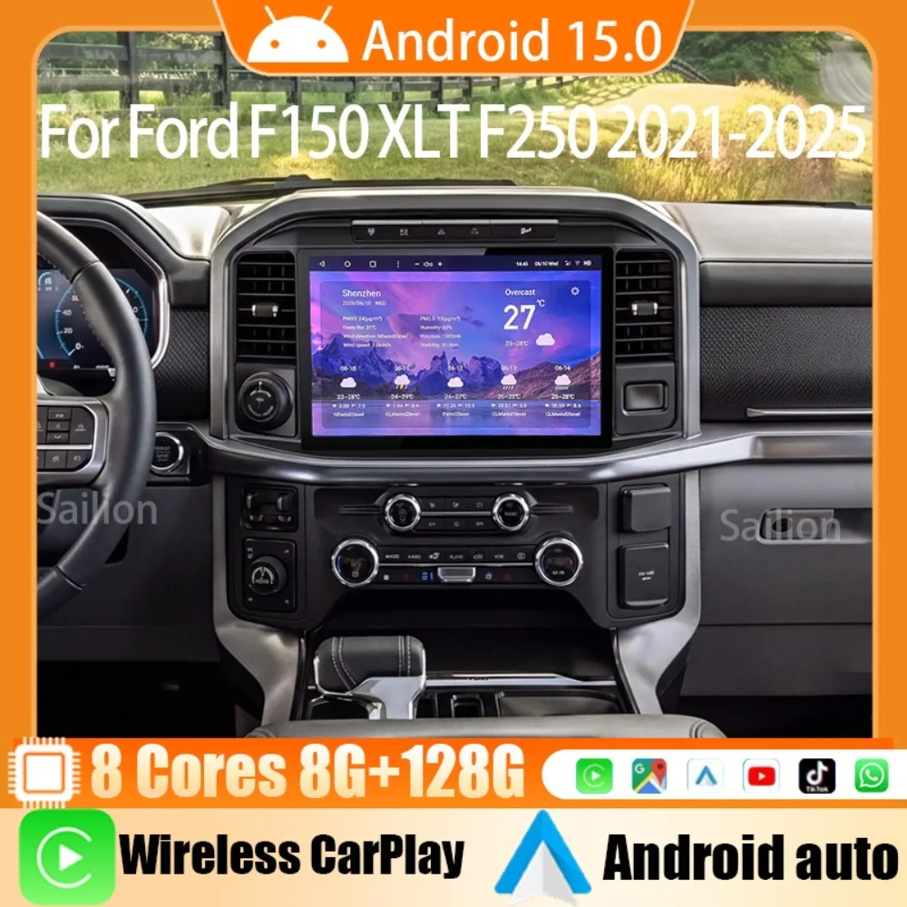 For Ford F150 XLT F250 2021-2025 Car GPS Navigation Multimedia Player Radio Compatible with The Original Vehicle's SYNC System