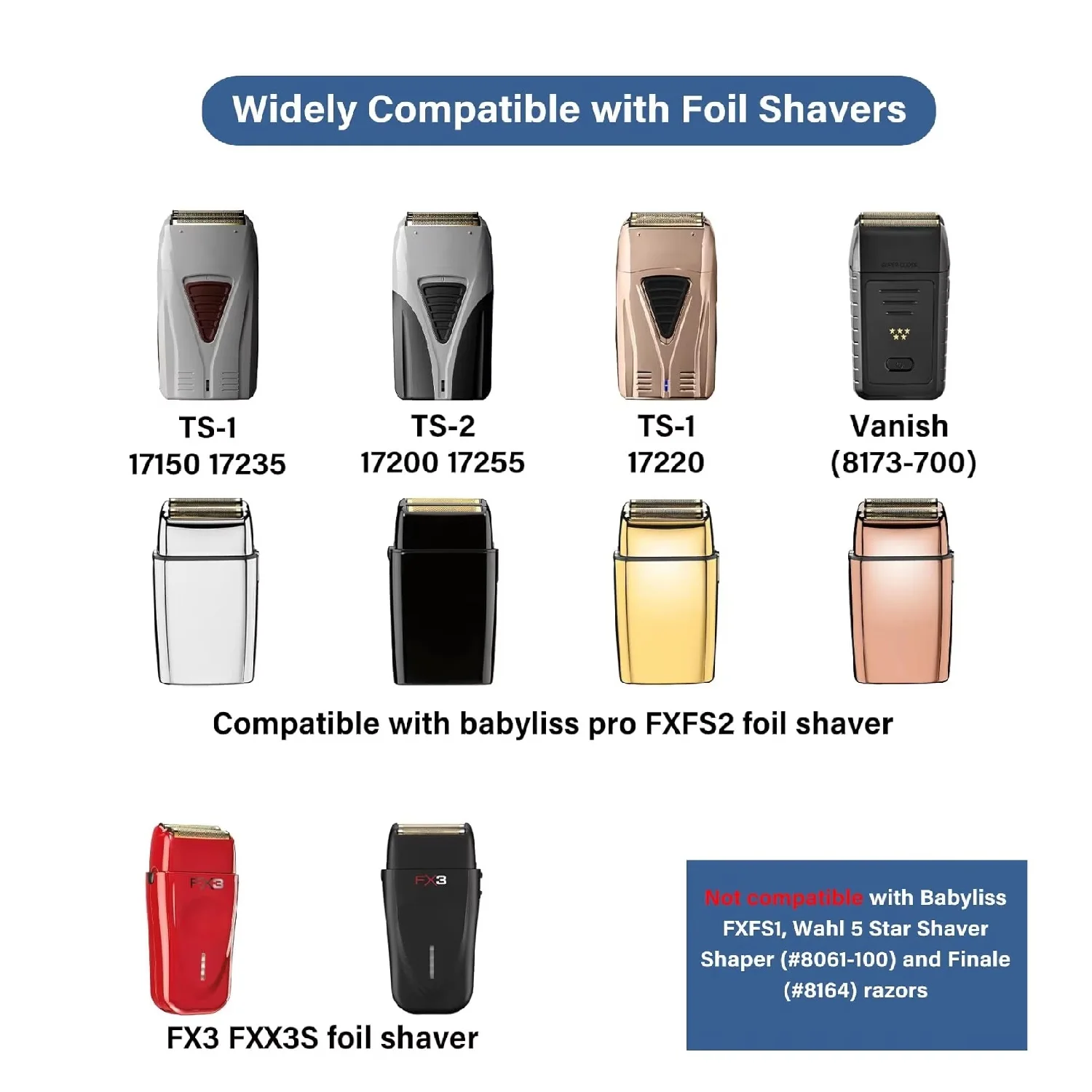 Replacement Blade Fit For Andis Shaver TS1 (17150, 17235, 17220), TS2 (17200), Babyliss FXFS2 and Wahl 5 Star Vanish(8173-700)