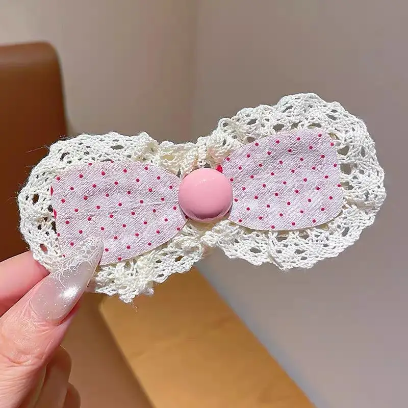 2 Stück koreanische Spitzenaufkleber, Haarspangen zum Sortieren von kaputten Haaren, Mädchen Lolita Blumenschleife, Baby-Pony-Sticker, Kinder-Haaraccessoires – Detail 12