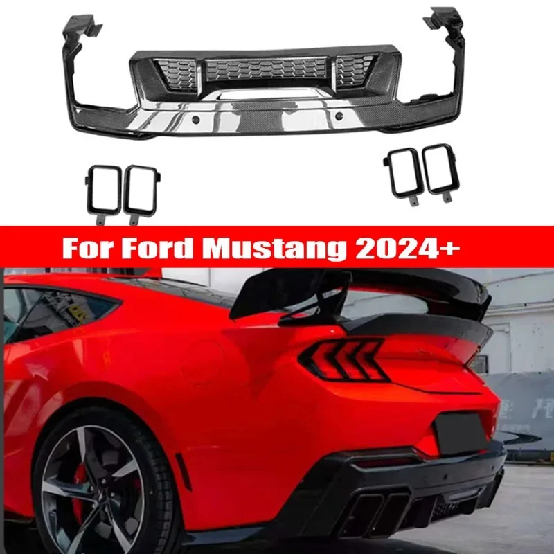 For Ford Mustang 2024+ Dry Carbon Fiber Back lip Car Rear Bumper Diffuser Rear Splitters Spoiler Upgrade Car Accessories body ki