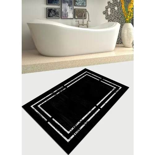 Ardizayn Black Frame Pattern 70 X120 cm Slip-Resistant Leather Sole Bath Mat, Mat