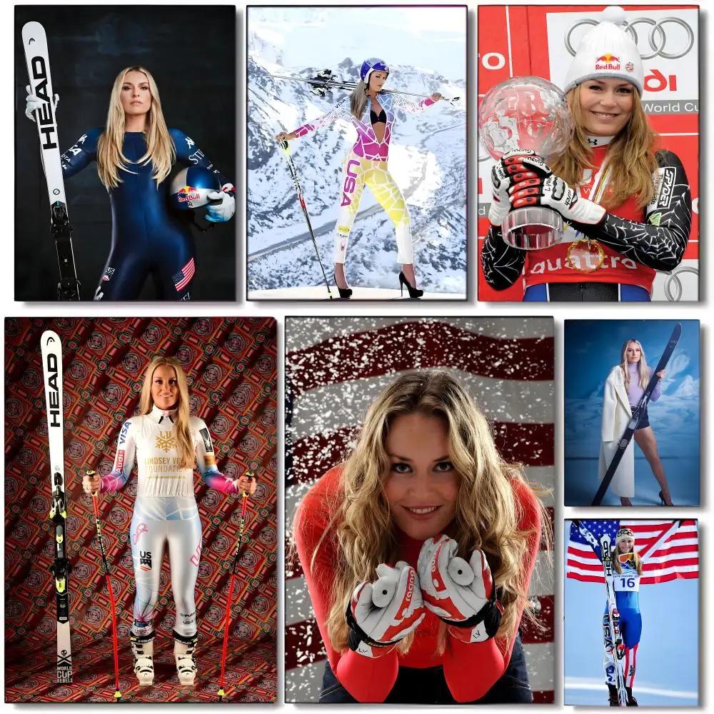 Póster de anime L-Lindsey Vonn, arte impreso para pared, adecuado para sala de estar, dormitorio, bar, salón, decoración del hogar, regalo