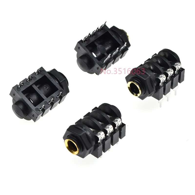 2/5PCS 6.35mm/6.35 Stereo Audio Microphone Female Socket/Jack Connector 6.3mm 6P/6Pin For PCB Plug-in