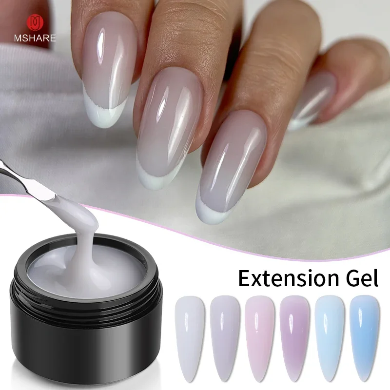 MSHARE  50g Jelly White Pink Blue Translucent Self Leveling Builder Hard Gel for Nail Extension Construction UV Gel