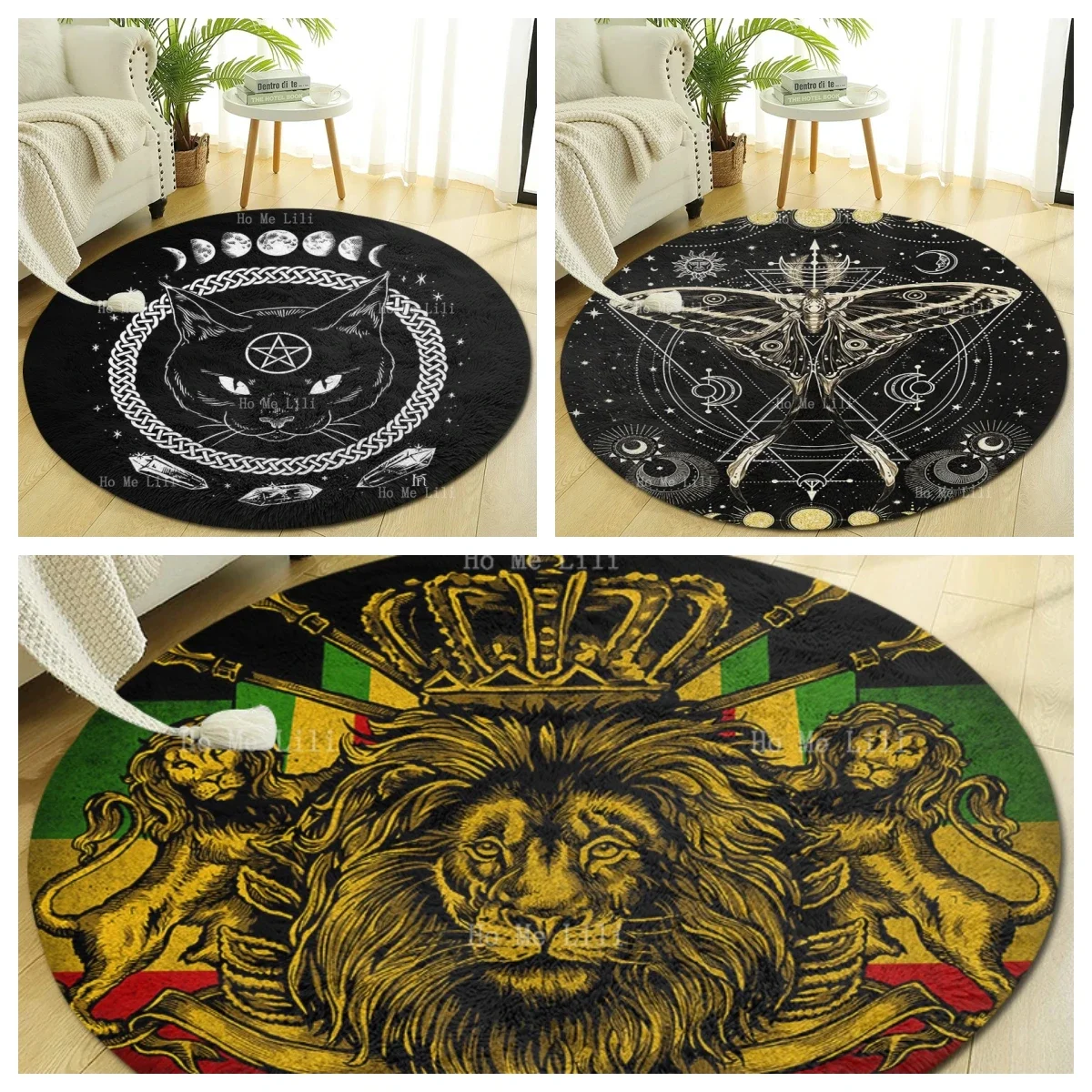 Roaring Lions Menacing Moths And Spine-chilling Cats A Trio Of Fearless Creatures To Take Your Breath Away Circular Carpet