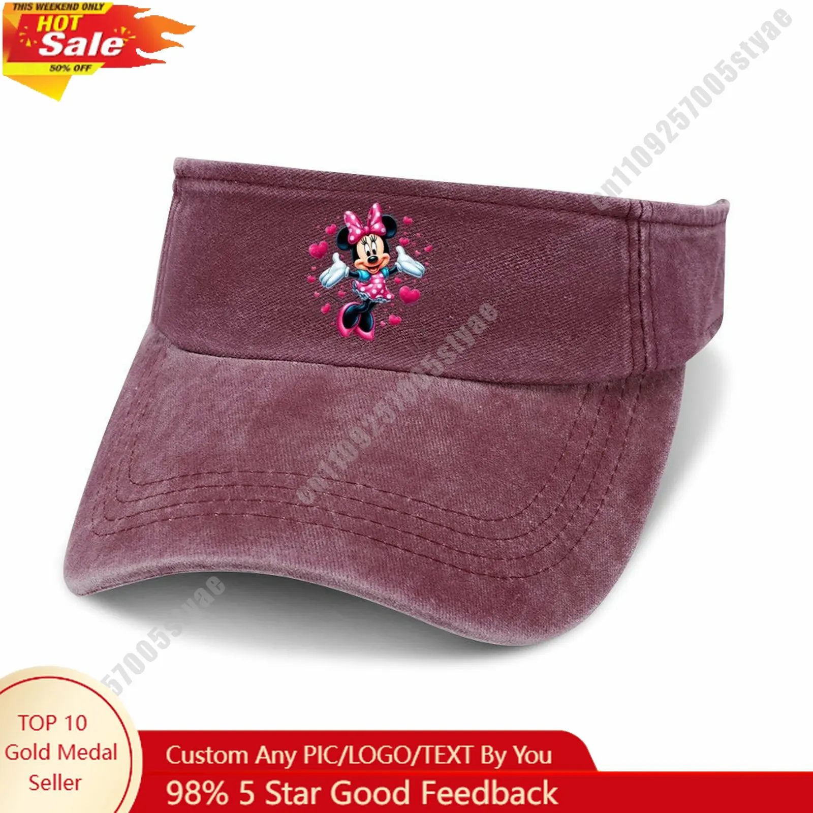 

Minnie Mouse Open Top Hat Disney Cartoon Custom Design Your Photos Logo Text Fashionable Item Perfect Holiday Gift Denim Hat