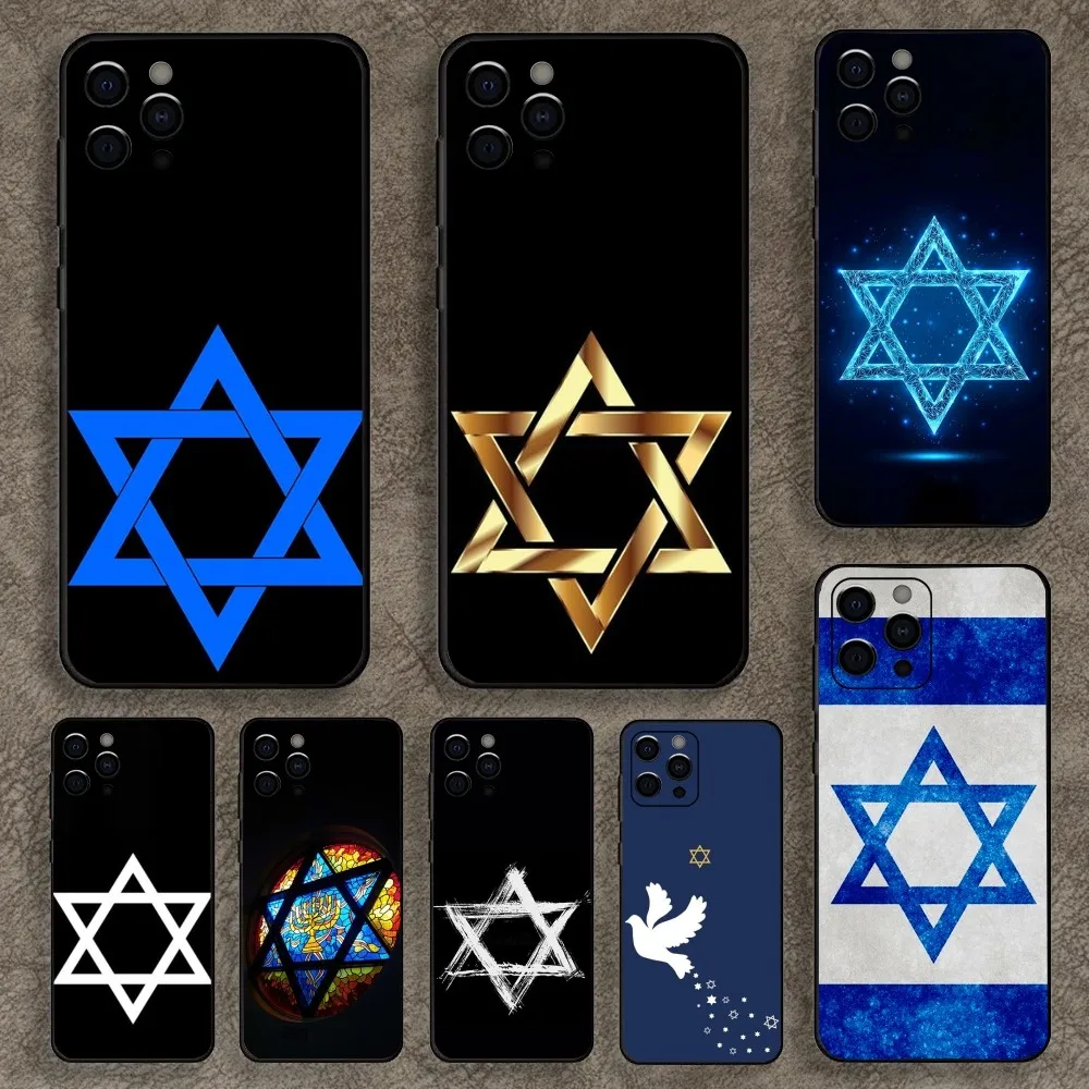 David Jewish Star Symbol Phone Case For Apple iPhone 15,14,13,12,11,Pro,X,XS,Max,XR,Plus,Mini Soft Black Cover