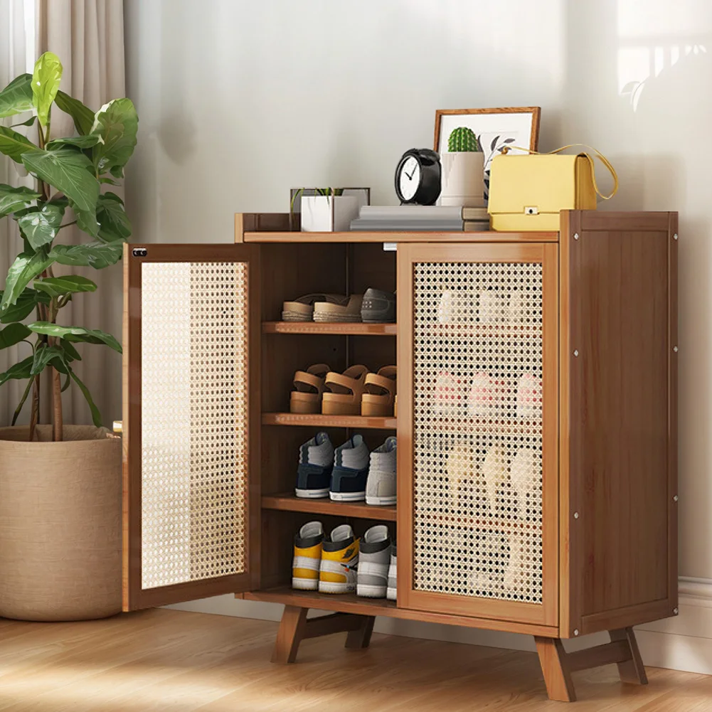 

5 Tiers Wooden Shoe Cabinet with Doors Shoe Rack Organizer for Entryway Closet