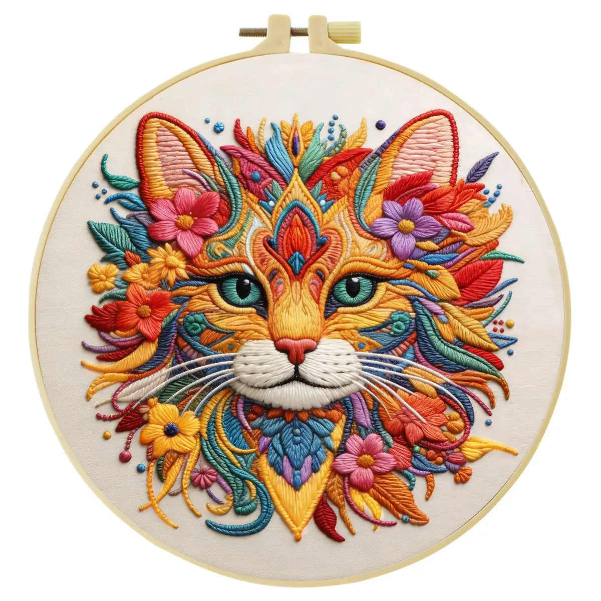 1 Stück 20X20CM/15X15CM 7,87/6,3 Zoll Tier - Katze Stickerei Starter-Kit DIY-Kit DIY-Stickerei-Set Handarbeiten Nähkunst – Detail 4