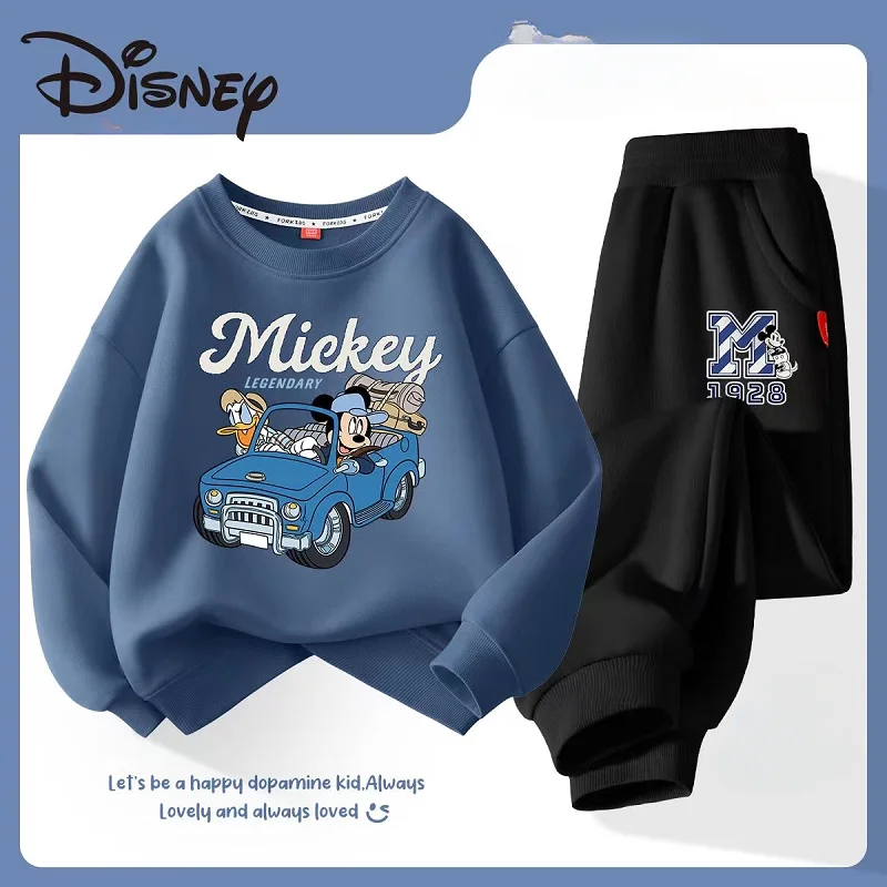 Autunno neonata ragazzo vestiti Set bambini Disney Mickey stampa felpa Top e pantaloni fondo 2 pezzi tuta in cotone