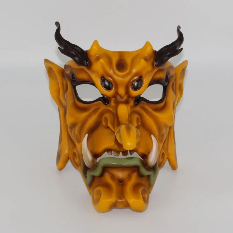 Masque Facial Complet Unisexe pour Halloween, Cosplay Japonais Hannia en Résine, Fantôme Traditionnel Japonais Hannya Samurai