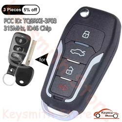 KEYECU 4 Buttons 315MHz ID46 Chip for Hyundai Elantra GT 2013 2014 2015 2016 2017 Auto Upgraded Flip Remote Key Fob TQ8RKE-3F03