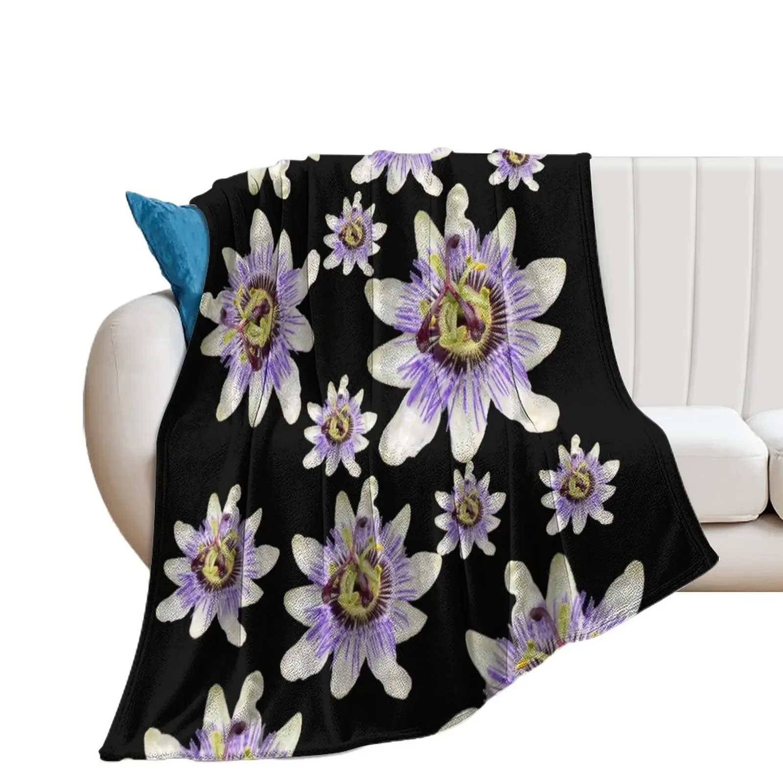 

Bluecrown Passion Flower Pattern Throw Blanket Loose For Sofa Thin Blankets