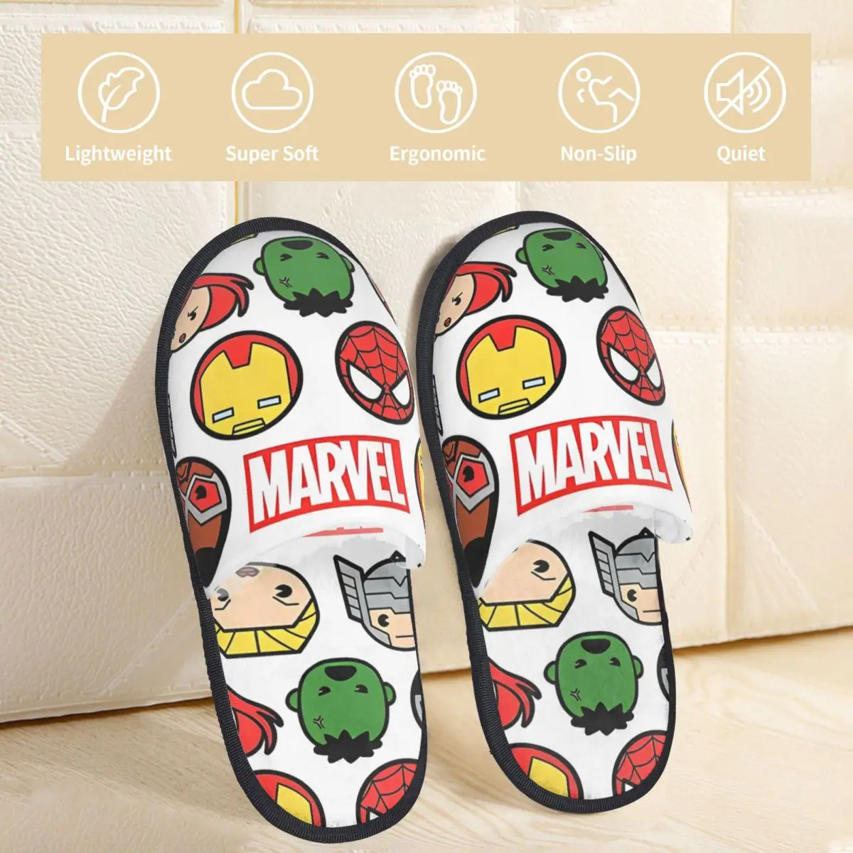 Marvel Hero Heros Winter Cotton Plush Slippers Bedroom Cozy Memory Foam Slides Non Slip