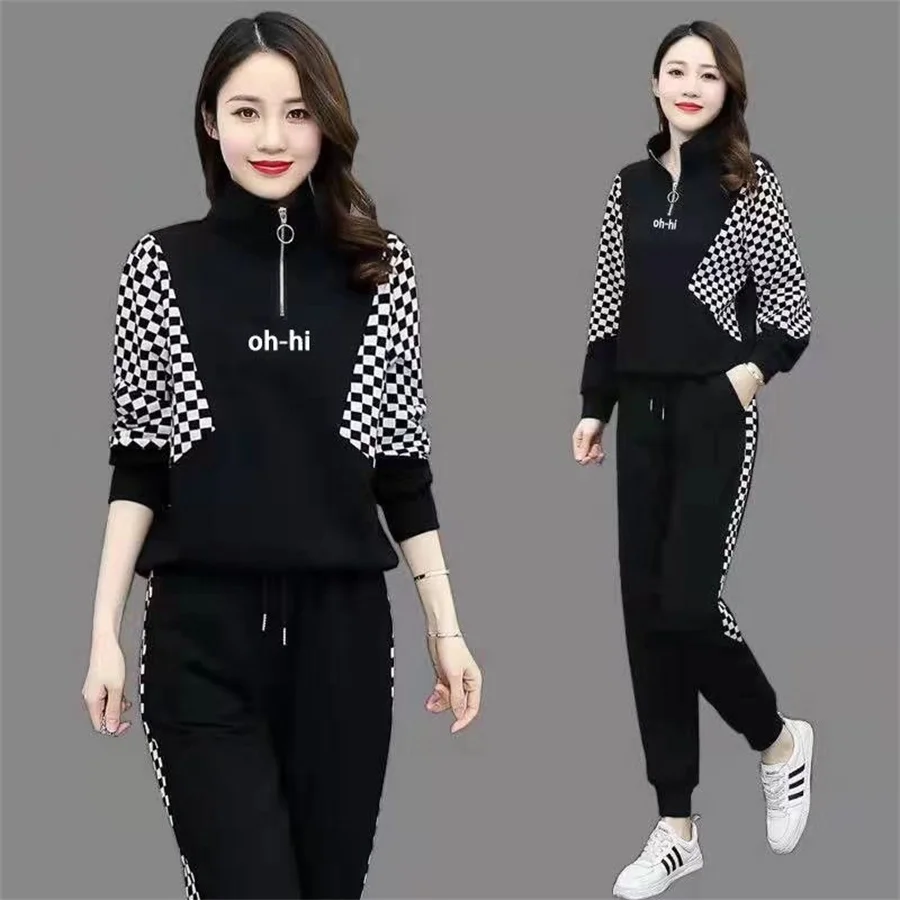 Women's Casual Tracksuit  Spring Autumn New Loose Fashion Tops And Pencil Pants 2 Two Piece Set Plus Size Clothing For Women