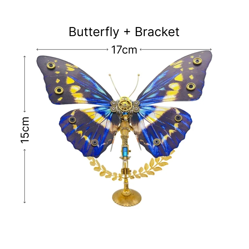 3d metal quebra-cabeça borboleta mecânica com base diy montagem modelo kits de construção para adultos crianças punk artesanato decoração brinquedo presente