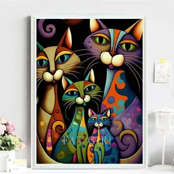 Diy Anime Abstract Cat Diamond Art Painting Animal Full Drill Diamond Embroidry New 2023 Of Rhinestone Mosaic Home Decorations