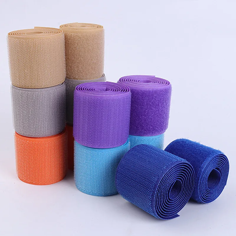 50MM 1Meters/Pairs Colorful Fastener Tape Nylon Hook Loop No Adhesive Buckle Magic Cable Ties DIY Handcraft Sewing Accessories