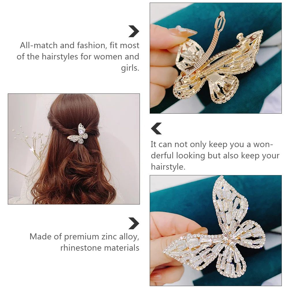

Rhinestone Hair Women Zinc Alloy Diamond Headwear Banquet Party Hairstyle Butterflies Hair Clips Fashion Fits Types