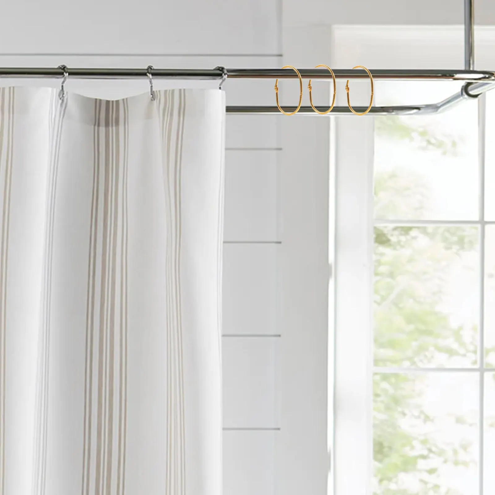 

20Pcs Oval Shower Curtain Hooks Iron Material Heavy Duty Smooth Curtain Rod Rings for Bathroom Shower Curtains Modern Home Decor
